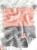 Crochet Boho Baby Girl Blanket in Pink and Grey