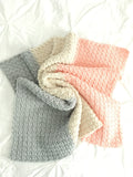 Modern Color Block Baby Girl Blanket in Pink, Grey and Linen