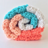 Handmade Handmade Baby Gifts | Chunky Crochet Baby Girl Blanket | Coral, Peach, Aqua and White
