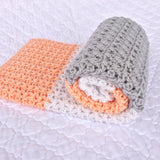 Peach and Grey Crochet Baby Girl Blanket