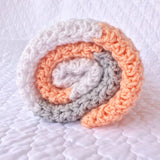 Peach and Grey Crochet Baby Girl Blanket