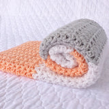 Peach and Grey Crochet Baby Girl Blanket