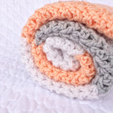 Peach and Grey Crochet Baby Girl Blanket