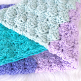 Crochet Baby Girl Blanket in Aqua and Purple