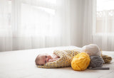 Chunky Crochet Gender Neutral Baby Blanket in Yellow, Grey and White