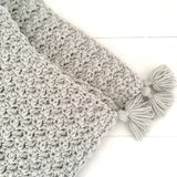 Chunky Grey Neutral Baby Blanket with Tassels