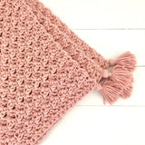 Chunky Blush Pink Baby Girl Blanket with Tassels