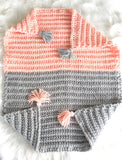 Crochet Boho Baby Girl Blanket in Pink and Grey