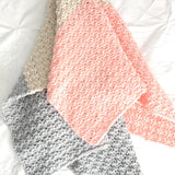 Modern Color Block Baby Girl Blanket in Pink, Grey and Linen