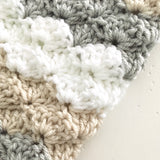 Crochet Handmade Baby Girl Blanket -Grey, White, Linen -Design by AW